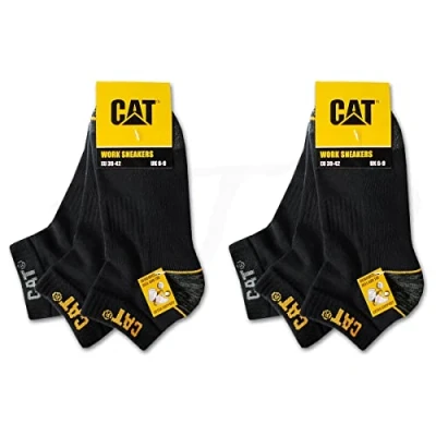 Afbeelding van CAT Erpillar WORK SNEAKERS werksokken in verschillende maten 39 50, 6 paar, paar zwarte handschoenen.