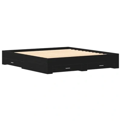 Afbeelding van vidaXL Bedframe met Laden Zwart Eiken 180x200 cm Geprefabriceerd Hout
