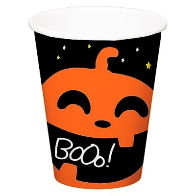 Afbeelding van Halloween thema feest beker 6x pompoen print papier 250 ml