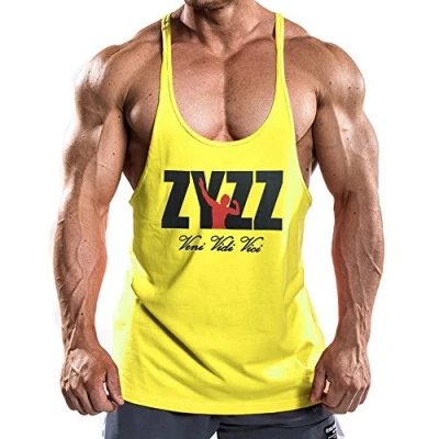 Afbeelding van Tanktop voor heren, mouwloos, hardlopen, tank, top, sportkleding, jas, Zyzz00 geel