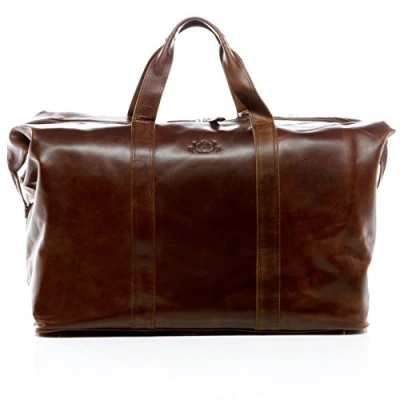 Afbeelding van SID &amp; VAIN Chester Reistas van echt leer weekendtas vakantie 56 cm XXL grote man bruin Handgemaakte handbagage sporttas, Kastanje, XXL, reistas,