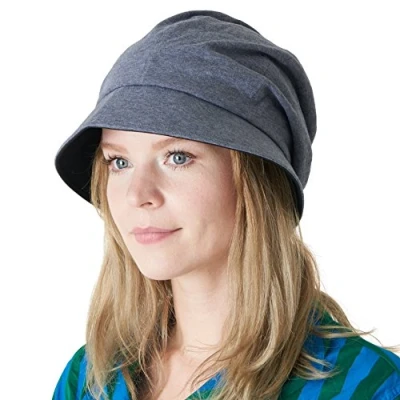 Afbeelding van Zonnehoed voor dames, van 100% zacht biologisch katoen, zomerkapeline in Japans design, uv beschermkap, Marinier