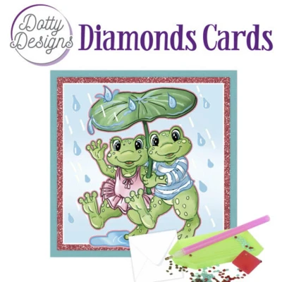 Afbeelding van Dotty Designs Diamond Cards Frogs with Umbrella