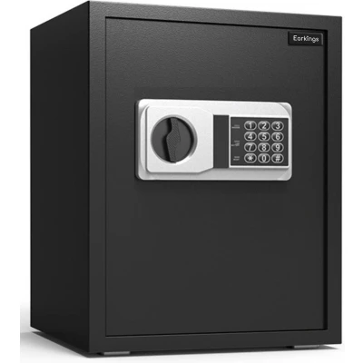 Afbeelding van Earkings Kluis 40x38x32 cm met Cijferslot Elektronisch Geldkist Inclusief Bevestigingsmateriaal, Twee Noodsleutels en Alarm Slot