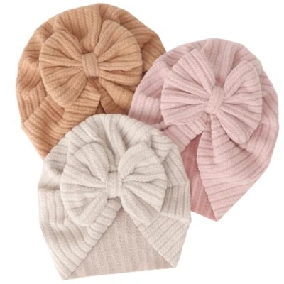 Afbeelding van DRESHOW Babytulband geboortemutsen hoeden vlinderstrikken schattig elastisch kind petten mutsen voor baby meisjes jongens, 3 Pack Bow Set B02UK / 12 maanden