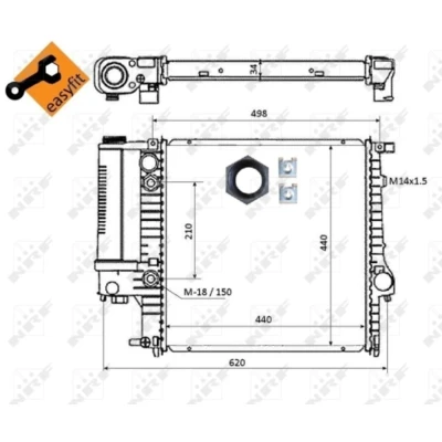 Afbeelding van NRF EASY FIT 50565 Radiateur Aluminium 440 438 34 Met aanbouwdelen Koelribben gesoldeerd BMW: 3 Coupe, Saloon