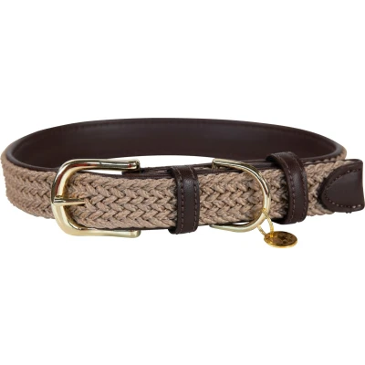 Afbeelding van Kentucky Horsewear Gevlochten nylon hondenhalsband Beige Maat M (44 54cm)