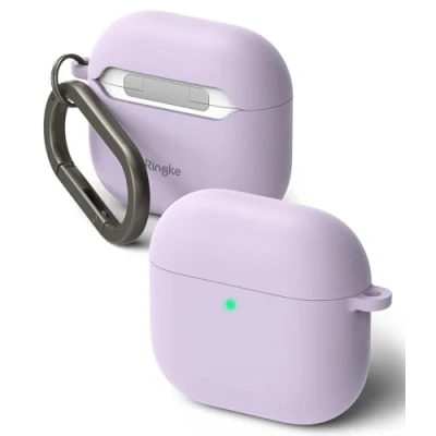 Afbeelding van Ringke Siliconen hoes voor AirPods 4 [Siliconen Case] Zachte Kleurrijke Modieuze Bumper Ultradun Zacht Lichtgewicht Accessoires Case Lichtpaars