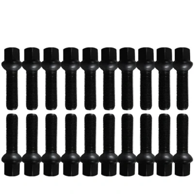 Afbeelding van 20 stuks wielbouten R14 M14 x 1,5 60 mm zwart compatibel met VW Porsche, Audi, Mercedes