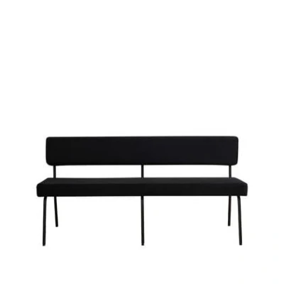 Afbeelding van Bronx71® Velvet eetkamerbank Espen zwart 160 cm