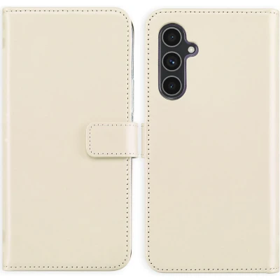 Afbeelding van Selencia Hoesje Geschikt voor Samsung Galaxy A54 (5G) Met Pasjeshouder Echt Lederen Bookcase beige