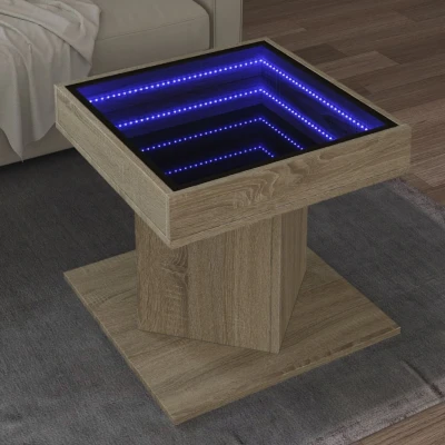 Afbeelding van Salontafel met LED 50x50x45 cm bewerkt hout sonoma eikenkleurig