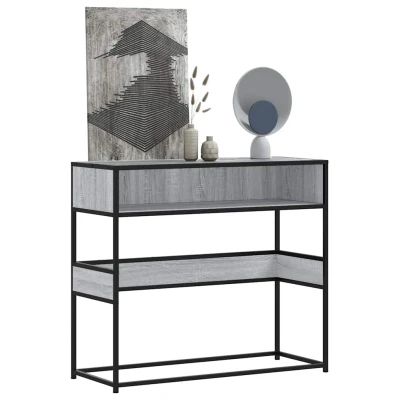 Afbeelding van vidaXL Wandtafel 90x35x80 cm bewerkt hout grijs sonoma eikenkleurig