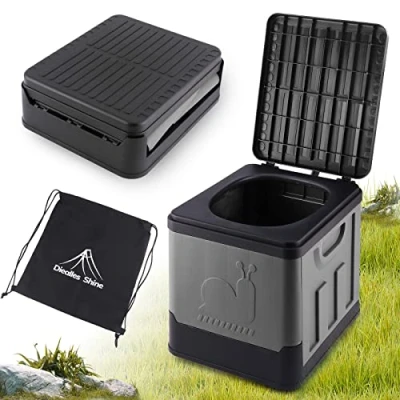 Afbeelding van Shine Draagbaar campingtoilet, outdoor klaptoilet voor vrouwen en mannen, zwart