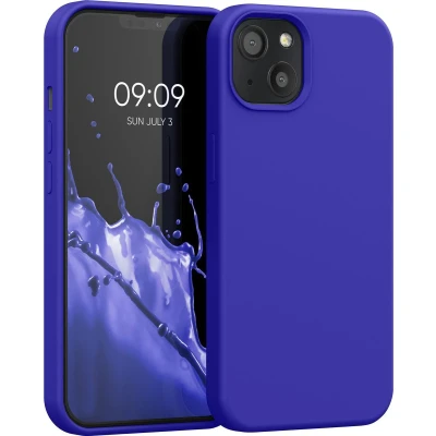 Afbeelding van kwmobile telefoonhoesje geschikt voor Apple iPhone 13 Hoesje met siliconen coating Smartphone case in Baltisch blauw