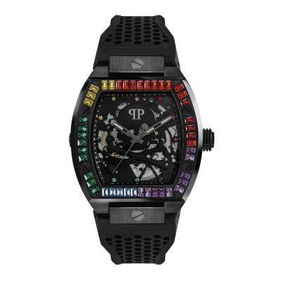 Afbeelding van Philipp Plein The $Keleton PWBAA0621 Horloge Siliconen Zwart Ø 44 mm