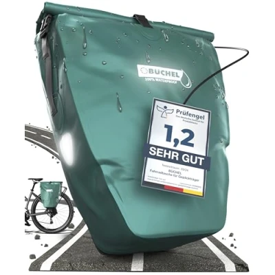 Image de Büchel sacoche de vélo pour porte bagages I 25.4 L 100% étanche avec poignée et bandoulière bagages, sacoches arrière