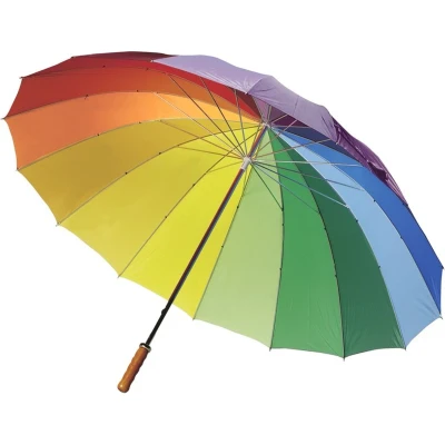 Afbeelding van 2x Regenboog Paraplu Houten Handvat 130 cm 2 Stuks