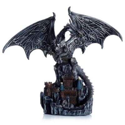 Afbeelding van Duistere Legenden Wings Magic Zilver Kasteel Wachter Draak Mysterieuze Draken Fantasie op Beeld (hxbxd) ca. 22cm x 25cm 10cm