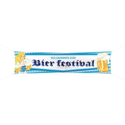 Afbeelding van Folat Oktoberfest Bierpullen Spandoek 180x40cm