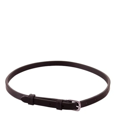 Image de BR Lanière pour Muserolle Boucle Ronde Noir/Argent Poney