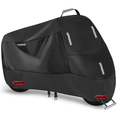 Afbeelding van 300D Motorhoes Outdoor Waterdichte Oxford Afdekhoes Beschermhoes met 5 reflecterende strepen en 2 slotgaten (XXXL: 265*105*125cm)