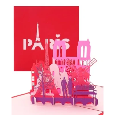 Afbeelding van Pop up kaart &quot;Paris je love you&quot; 3D klapkaart Parijs en de Eiffeltoren reisbonnen geschenken stadsreizen huwelijksreizen naar