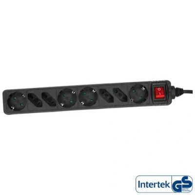 Image de Barrette d&#039;alimentation InLine® 8 ports 4x Type F allemand + Euro avec interrupteur noir 1,5 m