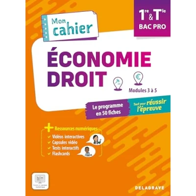 Afbeelding van MON CAHIER D&#039;ECONOMIE DROIT 1RE TLE BAC PRO POCHETTE ELEVE