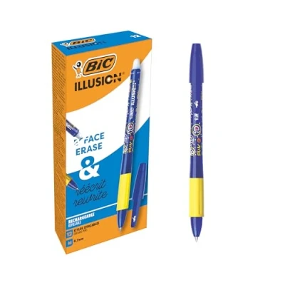 Afbeelding van BIC Illusion Uitwisbare Navulbare Blauw Doos van 12 Medium Punt Balpennen 0,7 mm