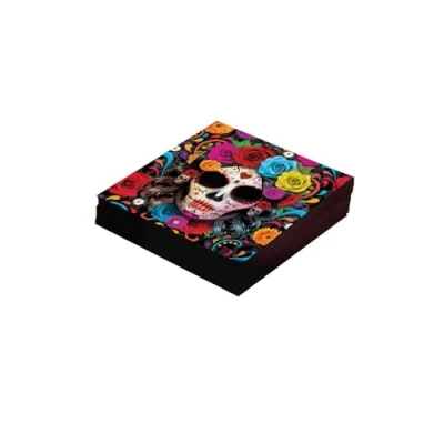 Afbeelding van Fiestas Guirca Day of the Dead servetten 12x gekleurd papier 33 x cm Halloween tafeldecoratie