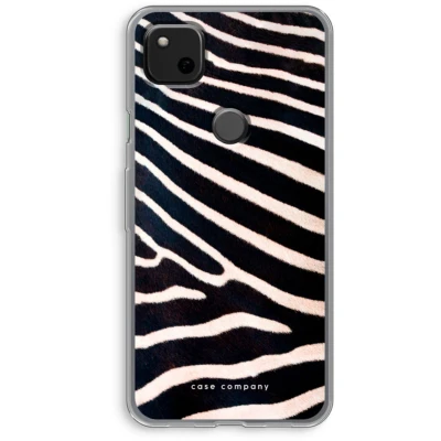 Afbeelding van Case Company® hoesje geschikt voor Google Pixel 4a Zebra Soft Cover Telefoonhoesje Bescherming aan alle Kanten en Schermrand