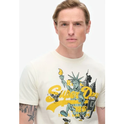 Afbeelding van Superdry NEW YORK Graphic Tshirt print, Heren, Maat: XL, Off white