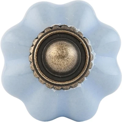Afbeelding van Kastknop Porcelain Melon Clayre &amp; Eef 6 kleuren Lichtblauw