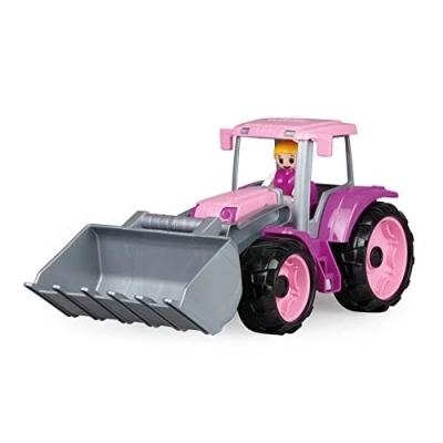 Afbeelding van Lena TRUXX tractor vooraan roze met schep voor, voertuig ca. 34 cm, graafmachine en volledig beweegbaar figuur, speelgoed voor meisjes vanaf 2 jaar, in roze, paars
