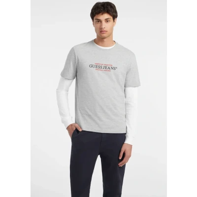 Afbeelding van Guess Jeans American TRAD Tshirt print, Heren, Maat: Large, Grau