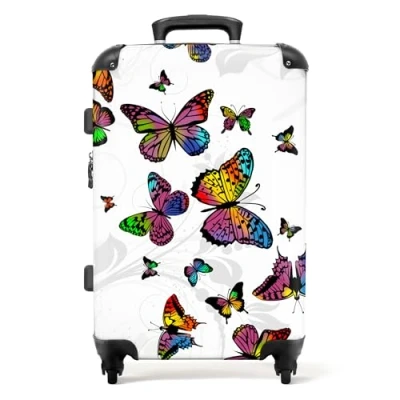 Afbeelding van NoBoringSuitcases.com® Kindertrolley meisjes met vlinders Trolley koffer kinderen 20 kg bagage
