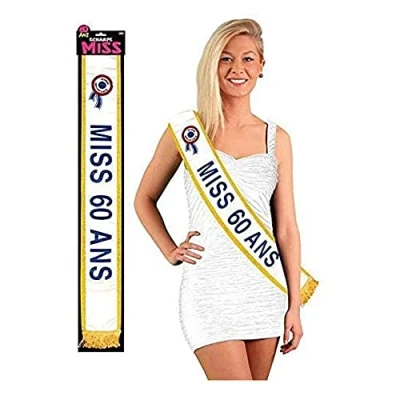 Image de Echarpe humoristique miss 60 ans bleue