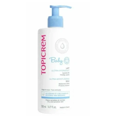 Afbeelding van Topicrem Bébé Lait Hydratant Protecteur pour Visage &amp; Corps Hydrate 48 Heures Hydratant, Nourrit, Protège la Peau Texture Crémeuse Parfum Délicat Sensible Fabriqué en