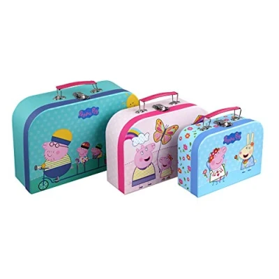 Afbeelding van Barbo Toys Peppa Pig koffer Kofferset Gelicentieerd De koffers zijn gemaakt van duurzaam karton Speelgoedkoffer voor kinderen Officiële Pig, 3 in 1 koffer, 3,