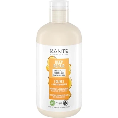 Afbeelding van SANTE Naturkosmetik Deep Repair Anti gespleten haarpunten olijf + erwtenproteïne veganistische kuur zonder uitspoelen herstelt beschadigd haar voor soepel en versterkt 200 ml