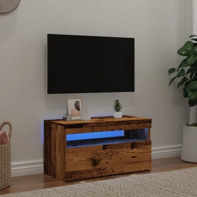 Afbeelding van vidaXL Tv meubel met LED 75x35x40 cm bewerkt hout oud
