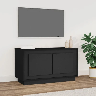 Afbeelding van Tv meubel 80x35x45 cm bewerkt hout zwart