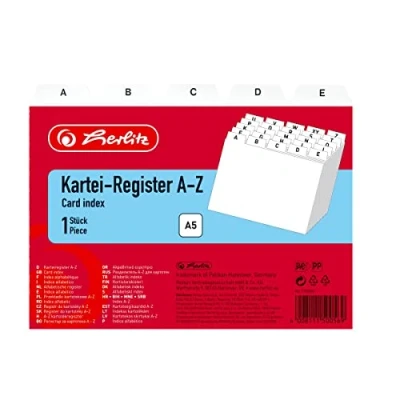 Afbeelding van Herlitz 1500560 register A5 kunststof voor indexkasten (wit)