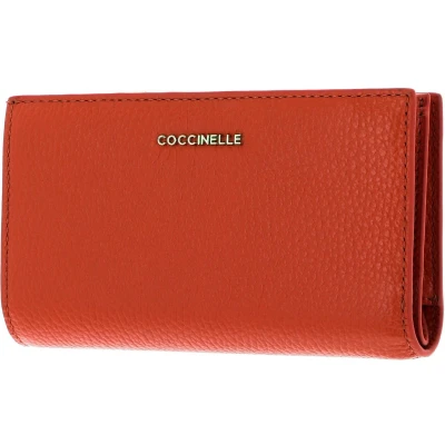 Afbeelding van COCCINELLE Leren Portemonnee Metallic Soft Wallet Gazpacho Oranje