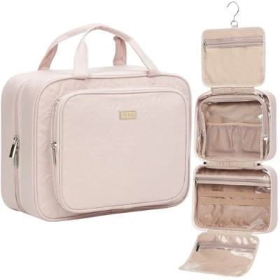 Afbeelding van NISHEL Grote toilettas voor dames, reisorganisator, essentials, make uptas om op te hangen accessoires, cosmetica, toiletartikelen, Roze, Stijlvol