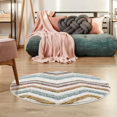 Afbeelding van Vloerkleed Focus Molly Hoogpolig Fluffy Scandinavisch Multi 200 cm Rond Polypropyleen Tapijtenloods