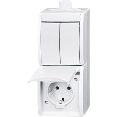 Afbeelding van ABB Busch Jaeger Combischakelaar Contactdoos IP44 serie 2CKA001684A0328 E3JQW