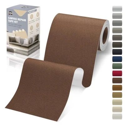 Afbeelding van Patch stof, zelfklevend, 10 x 200 cm, canvasstof, donkerbruin, waterdicht, voor bank, tent, meubels, autostoel, ligstoel