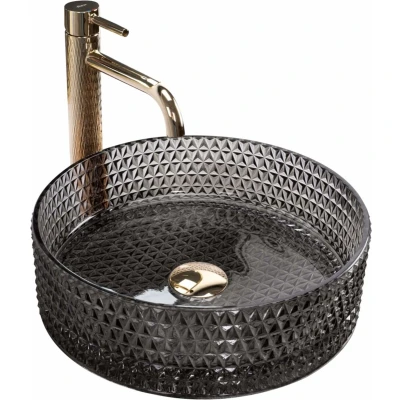 Afbeelding van REA Cristal Opzetwastafel Waskom Ø 35.5 x 11.5 cm Zwart